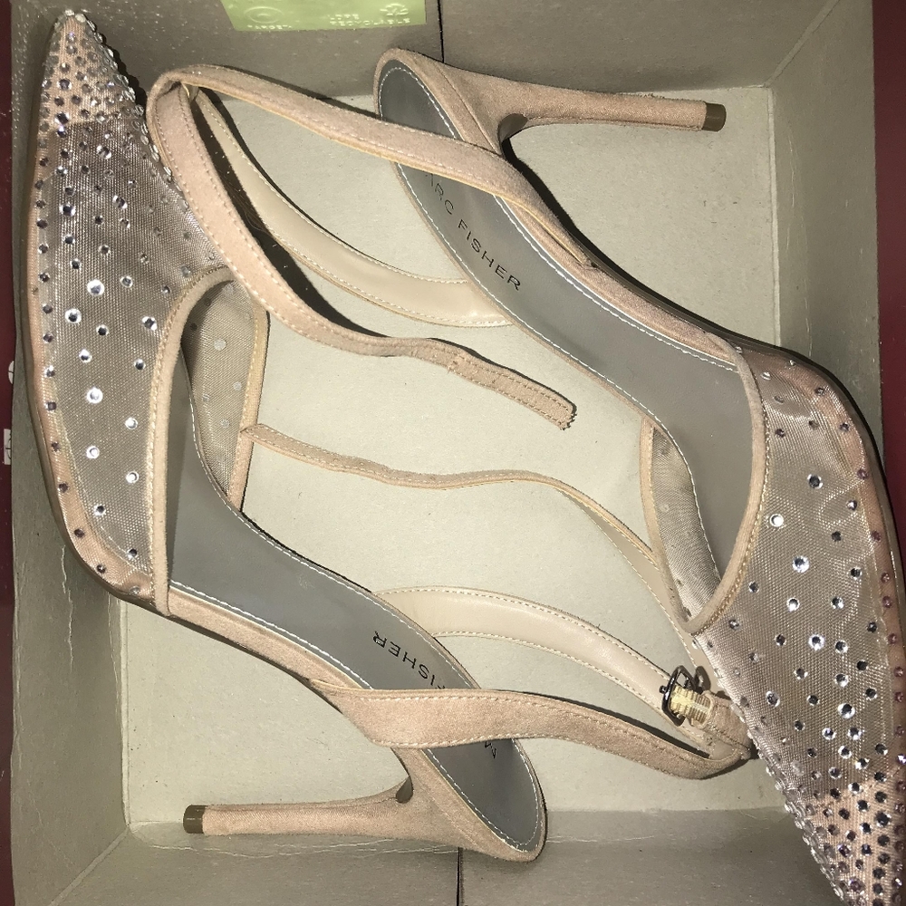 Net suede pointed high heels